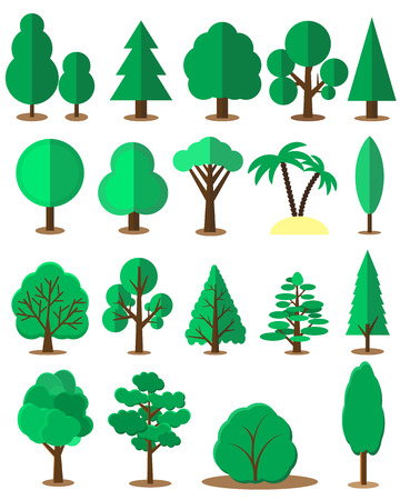 Flat tree set isolated on white background. Vector collection of design elements for games, cartoons, illustrations and so on.のイラスト素材