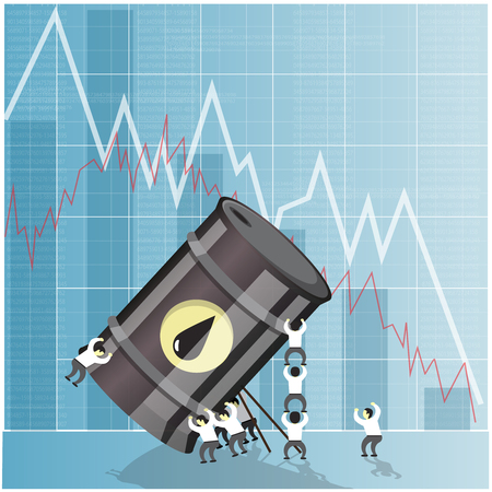 Oil industry crisis concept. Drop in crude oil prices. Financial markets vector illustration.のイラスト素材