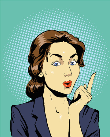 Thinking woman. Vector illustration in retro pop art comic style.のイラスト素材