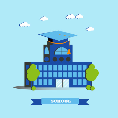 City school building vector illustration in flat style. Modern city design.のイラスト素材