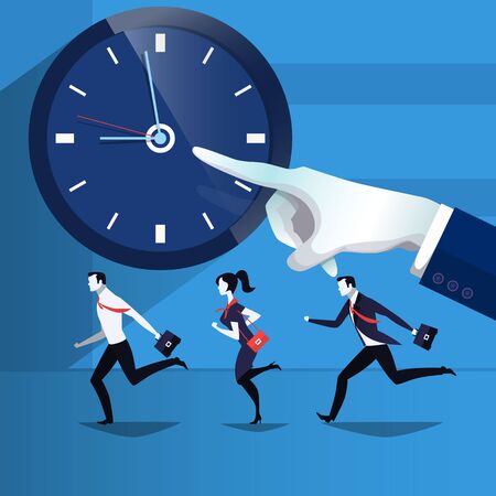Vector illustration of business people catching up the timeのイラスト素材