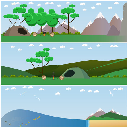 Vector set of leisure interior concept flat style design elementsのイラスト素材