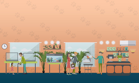 Pet shop concept vector illustration in flat styleのイラスト素材