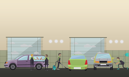 Car service, machine repair concept vector illustration in flat styleのイラスト素材
