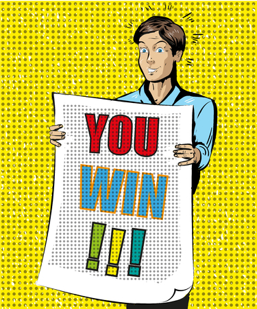 You Win vector vintage pop art illustrationのイラスト素材