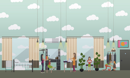 Childcare and parenting flat style design elements.のイラスト素材