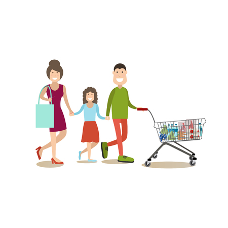 People shopping vector illustration in flat styleのイラスト素材