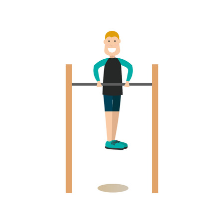 Training outside people vector flat illustrationのイラスト素材