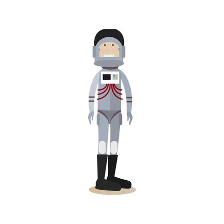Vector illustration of astronaut in space suit and helmet. Space people flat style design element, icon isolated on white background.のイラスト素材