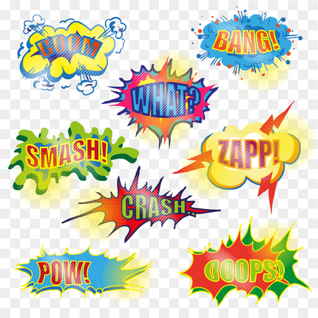 Vector pop art comic explosive bubble setのイラスト素材