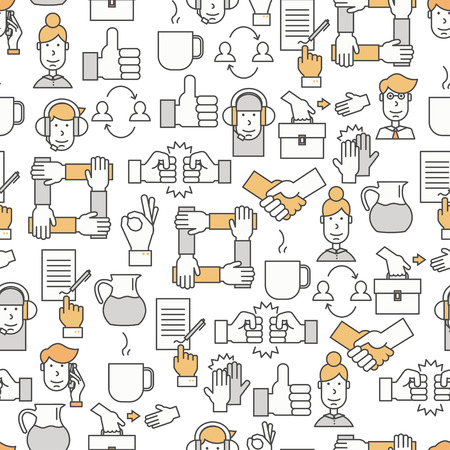 Client support vector flat line art seamless pattern.のイラスト素材