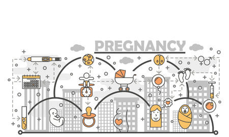 Pregnancy concept vector illustration with baby itemsのイラスト素材