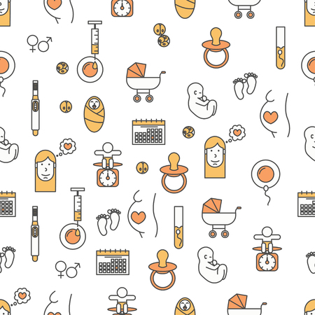 Illustration of pregnancy concept seamless pattern baby elementsのイラスト素材