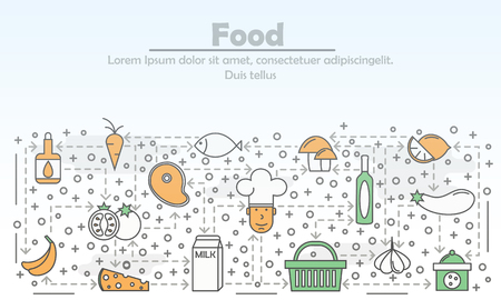 Food advertising vector flat line art illustrationのイラスト素材