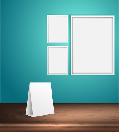 Vector set of blank posters on a wall. Empty frame for copy space text template. 3d illustrationのイラスト素材