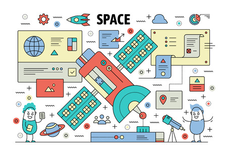 Vector thin line space poster banner templateのイラスト素材