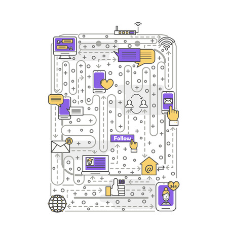 Vector thin line art public poster banner templateのイラスト素材