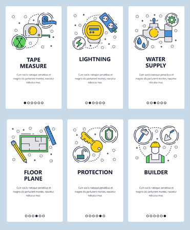 Vector Web Site Linear Art Onboarding Screens Template House