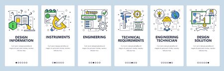 Web Site Onboarding Screens Construction Measurements And