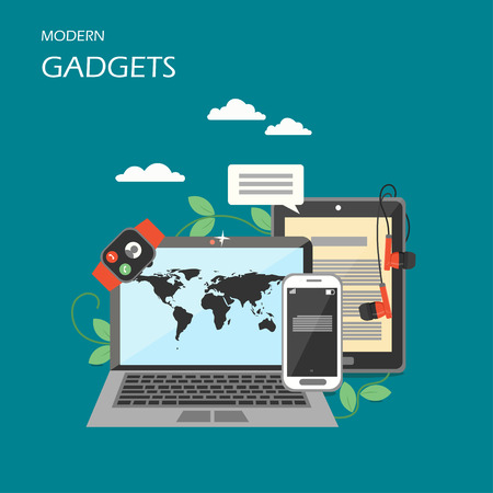 Modern gadgets vector flat style design illustrationのイラスト素材