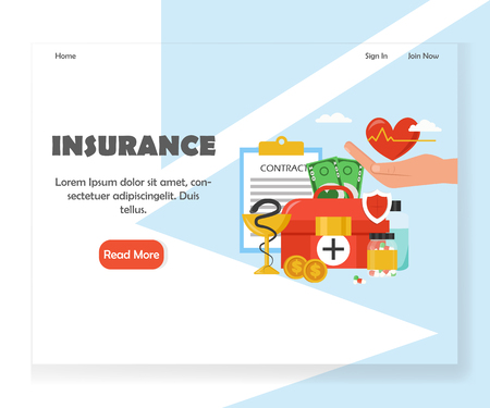 Vector insurance website landing page design templateのイラスト素材