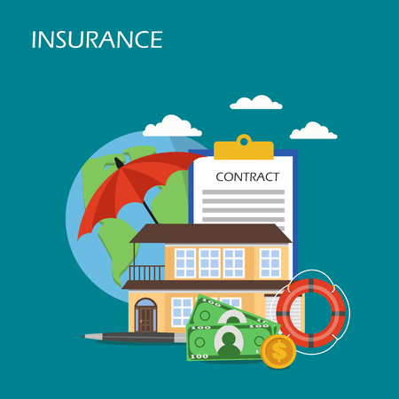 Insurance concept vector flat style design illustrationのイラスト素材