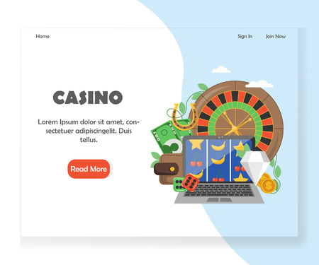 Vector online casino website landing page design templateのイラスト素材