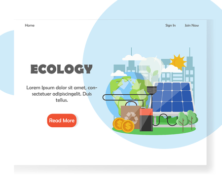 Ecology vector website landing page design templateのイラスト素材
