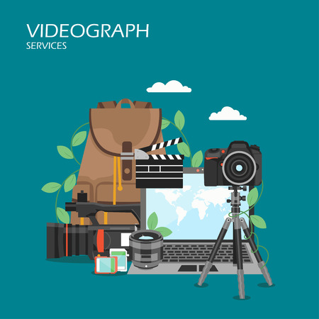 Videographer services vector flat style design illustrationのイラスト素材