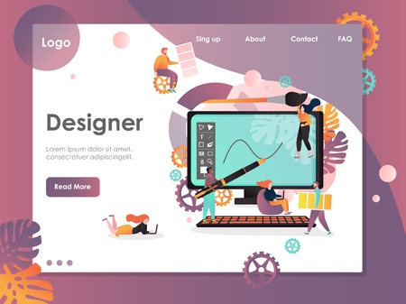 Designer vector website landing page design templateのイラスト素材