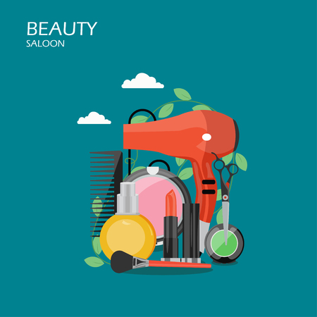 Beauty saloon vector flat style design illustrationのイラスト素材