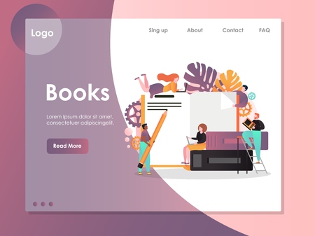 Books vector website landing page design templateのイラスト素材