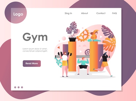Gym vector website landing page design templateのイラスト素材