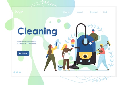 Cleaning vector website landing page design templateのイラスト素材
