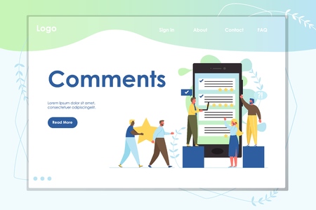 Comments vector website landing page design templateのイラスト素材