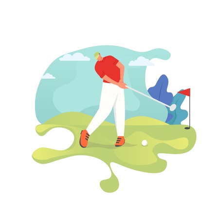 Golf player, vector flat style design illustrationのイラスト素材