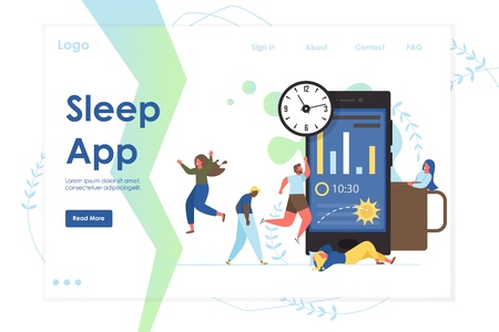 Sleep app vector website landing page design template