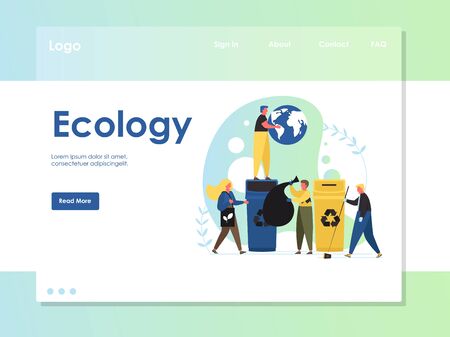 Ecology vector website landing page design templateのイラスト素材