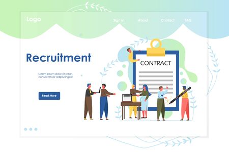 Recruitment vector website landing page design templateのイラスト素材