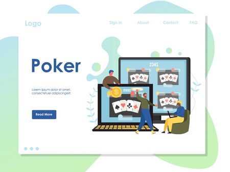 Poker vector website landing page design templateのイラスト素材