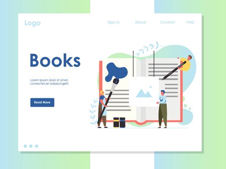 Books vector website landing page design templateのイラスト素材