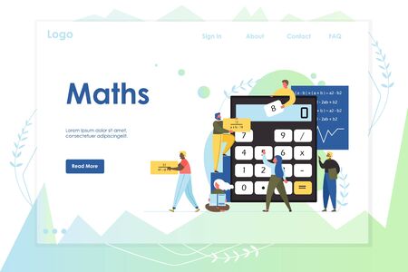 Maths vector website landing page design templateのイラスト素材