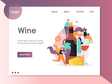 Wine vector website landing page design templateのイラスト素材