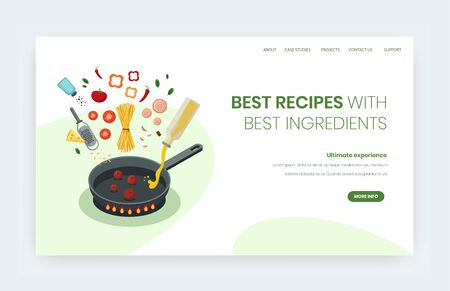 Best recipes vector website landing page design templateのイラスト素材