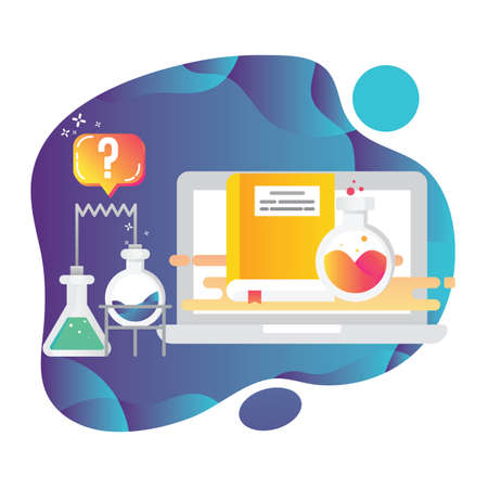 Study chemistry and science vector concept for computer and mobile phone apps. Lab equipmentのイラスト素材