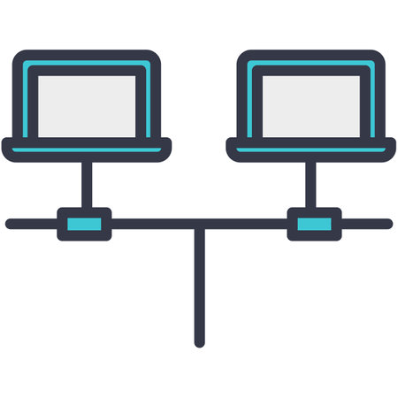 Computer lan network communication flat vector iconのイラスト素材