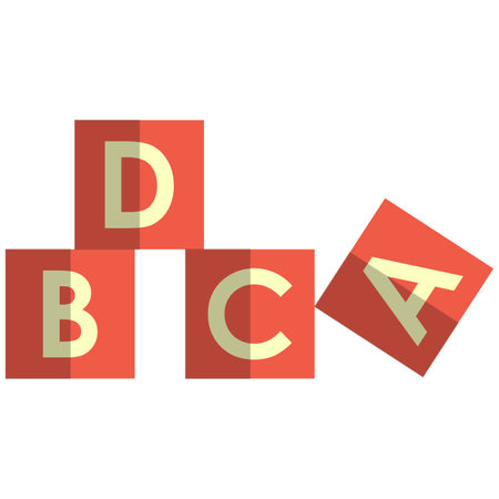 Kids toy cubes, flat vector isolated illustration. Abc blocks, alphabet cubes with letters for children development.のイラスト素材