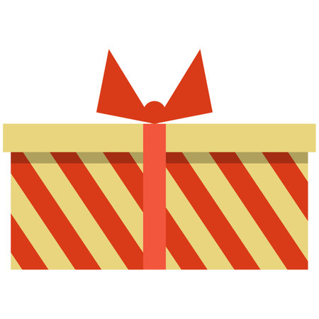 Gift box icon, flat vector isolated illustration. Birthday packaging box. Christmas and New Year, symbol, decoration.のイラスト素材