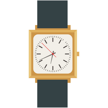 Male wrist watch with square analog dial vector isolatedのイラスト素材
