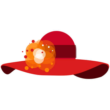 Red floppy hat with tulle bow flat vector isolated on whiteのイラスト素材